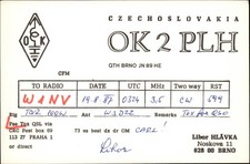 QSL radio card OK2PLH 1987 Brno South Moravian Czech Libor Hlavka Diamond