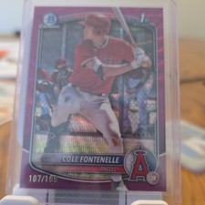 Bowman 2023 Chrome Fuchsia Wave Refractor #BCP-32 Cole Fontenelle /199 Angels