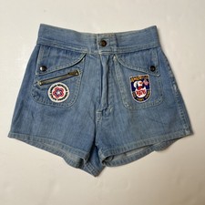 Vintage 1970s American Bicentennial Denim Shorts Kids Size 7/8 1976 Patches