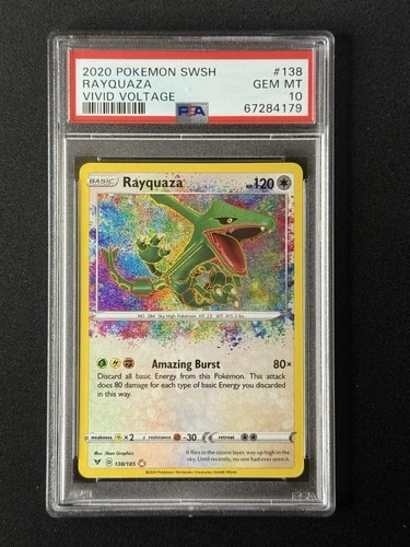 2020 POKEMON SWORD & SHIELD VIVID VOLTAGE #138 RAYQUAZA PSA 10 GEM