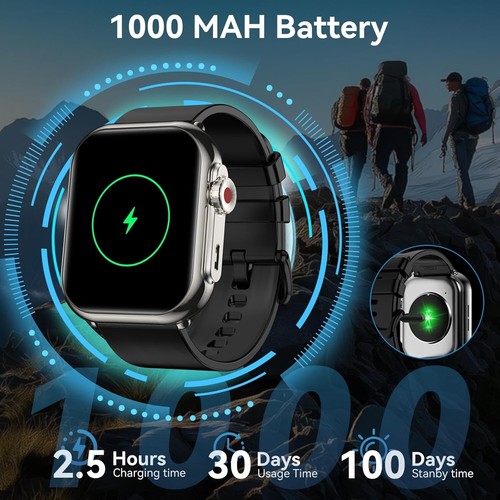 Smart Watch Men Women 1.85" HD Fitness Tracker with Call Function 1000 mAh IP68 - Picture 3 of 8