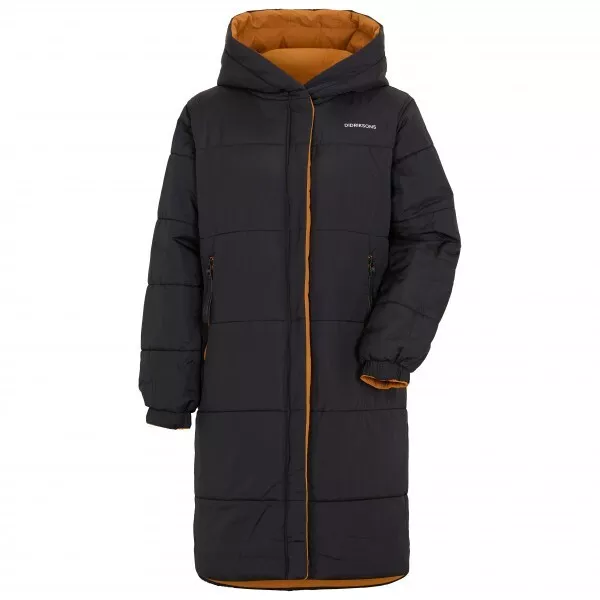 Didriksons Womens Anna Reversible Puffer Winter Parka Black Cayenne Size US 16