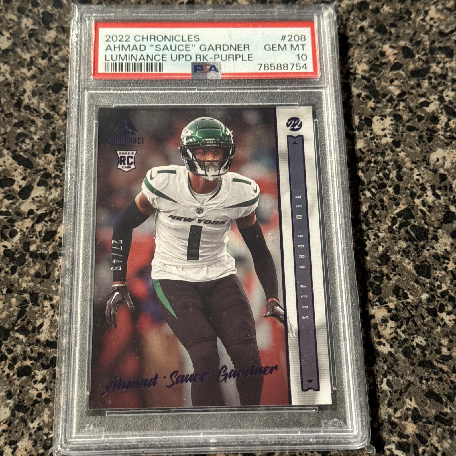 Sauce Gardner Panini Chronicles Luminance Update Rookies #208 Purple