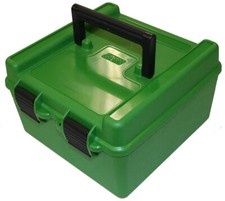 MTM R-100-10 GREEN CARRY HANDLE AMMO BOX - 22-250 TO 458 WIN - 100 RD - NEW