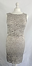 Phase Eight Dress Size 10 Champagne Gold Beige Lace Bodycon Shift
