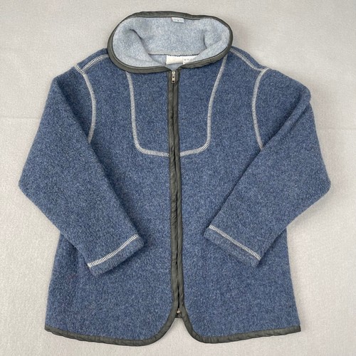 Oilily Jacket Youth 128 (8Y) Blue Wool Blend Full Zip Winter Coat Luxury Stitch