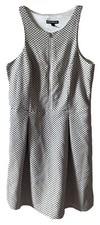 Express Women’s Sz 10 Zip Front Dress Dotted Black & White Fitted Sleeveless
