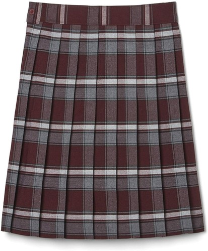 Girl Plus Burgundy Plaid Pleated Skirt SV9098P-B1 French Toast Size 10.5 to 20.5 - 第 1/1 張圖片