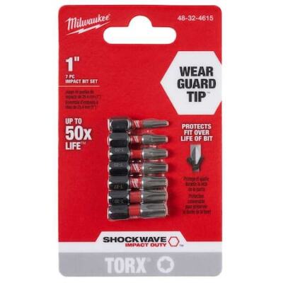 Milwaukee Tool 48-32-4615 Shockwave Torx 1  Insert Bit Set - 7Pc