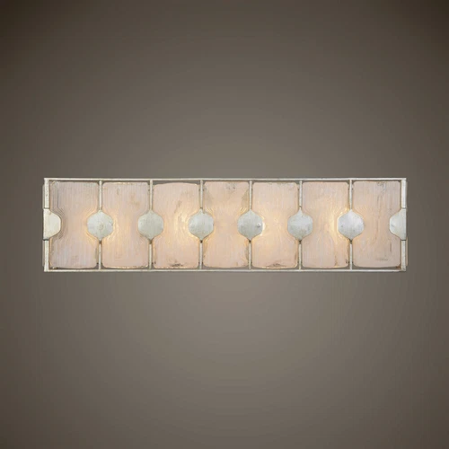 ART DECO 27" FOUR LIGHT WHITE SWIRL GLASS WALL VANITY SCONCE LIGHT  22867 - Picture 2 of 4