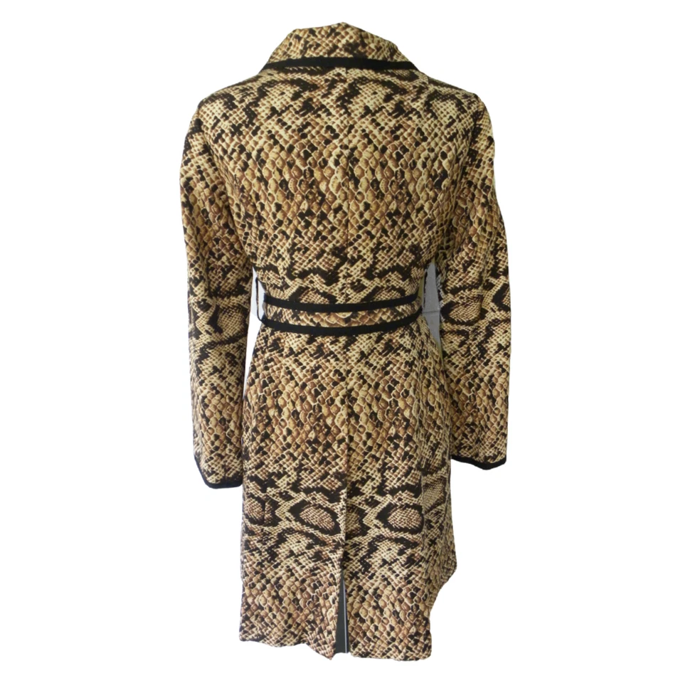Nanette Lepore Trench Coat Black Tan Python Size 6 Snake Skin Print MSRP $515 - Image 2 of 4