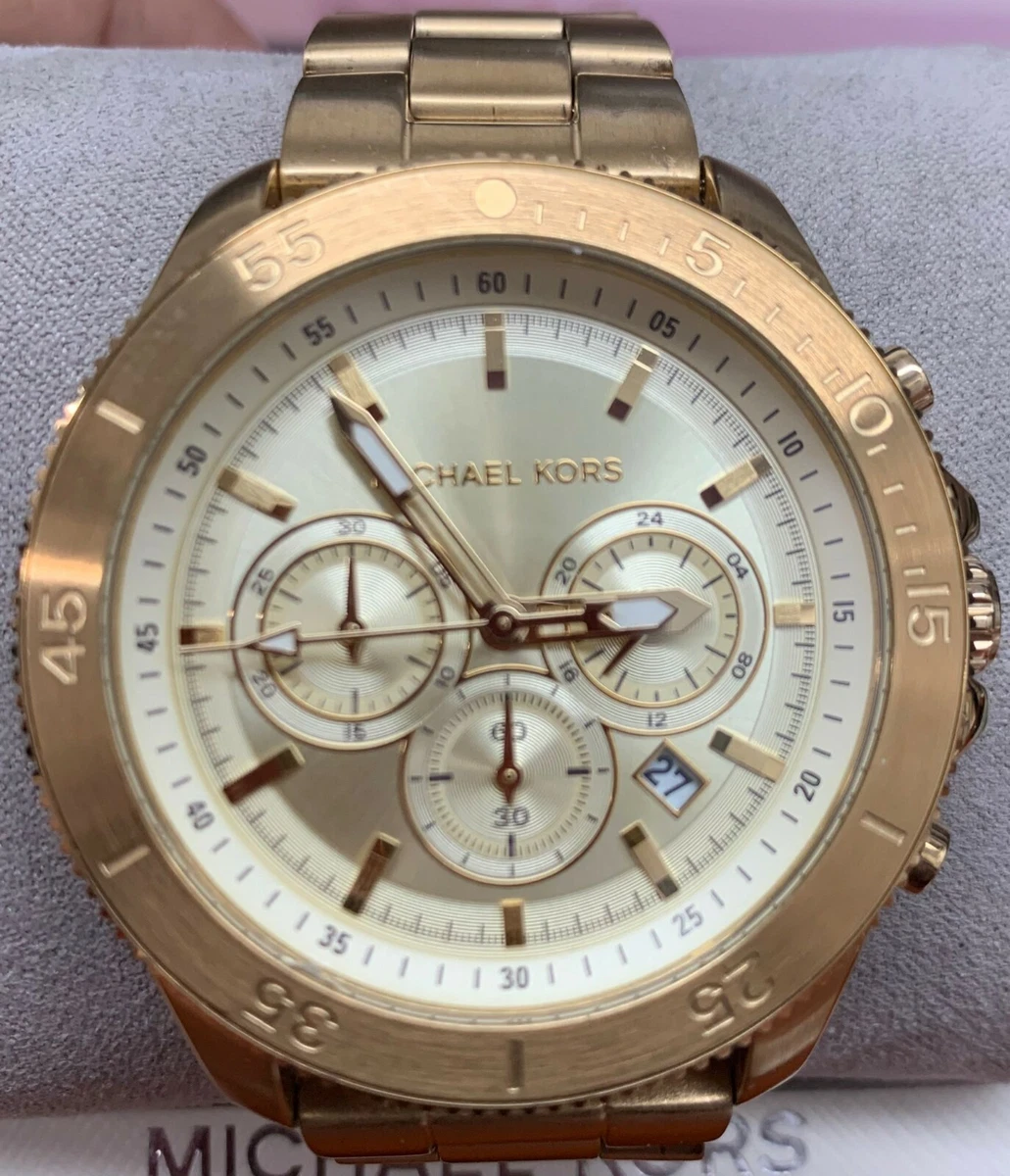 Michael Kors Theroux Chronograph Stainless Steel Gold Dial Men's