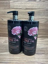 2 PACK Botanical Spa Therapy SOOTHING ROSE OIL BODY WASH Aloe & Macadamia 32 oz