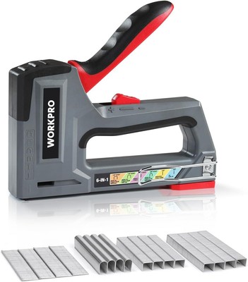 WORKPRO Profi Handtacker Set Heavy Duty, 6 in 1 Werkzeugtacker mit 4000 Klammern