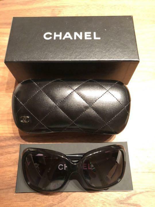 Auth CHANEL White CC Logo Bow Black Sunglasses CH-5171 Used Auth CHANEL White CC Logo Bow Black Sunglasses CH-5171 Used