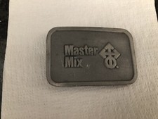 VINTAGE 1970  S PEWTER MASTER MIX FARMING AND AGRICULTURE COMPANY BELT BUCKLE