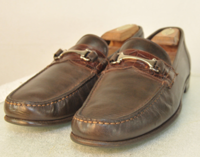 Size 10 dark brown Alligator loafers Luxury Dark Brown Hornback Alligator Loafers Slip On For Men  main image 4