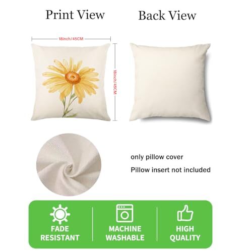 Pillow Covers 18x18 Set of 4 Spring Decorative Throw 18 x 18-Inch Light Blue - Bild 5 von 7