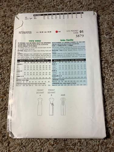 Butterick SEWING PATTERN 3879 Misses MAXI DRESS Sizes 18-22 UNCUT See & Sew Easy - Picture 2 of 3