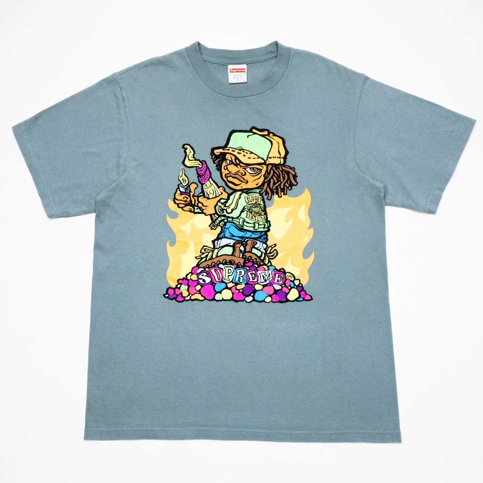 T shirt Supreme Petit Molotov Kid pour homme SS19 fabriqué aux États Unis Dark Sage