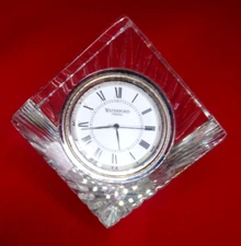 Waterford Crystal Desk Clock~Quartz Meridian Cube Paperweight Ireland~Works!!