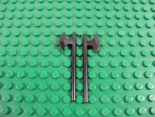 2x LEGO Black Axe Halberd Weapon Minifigure Vintage Castles #3848