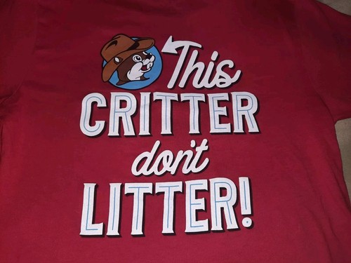 Bucees "Don’t Mess With Texas" "This Critter Don’t Litter" rotes TShirt Youth M - Bild 5 von 5