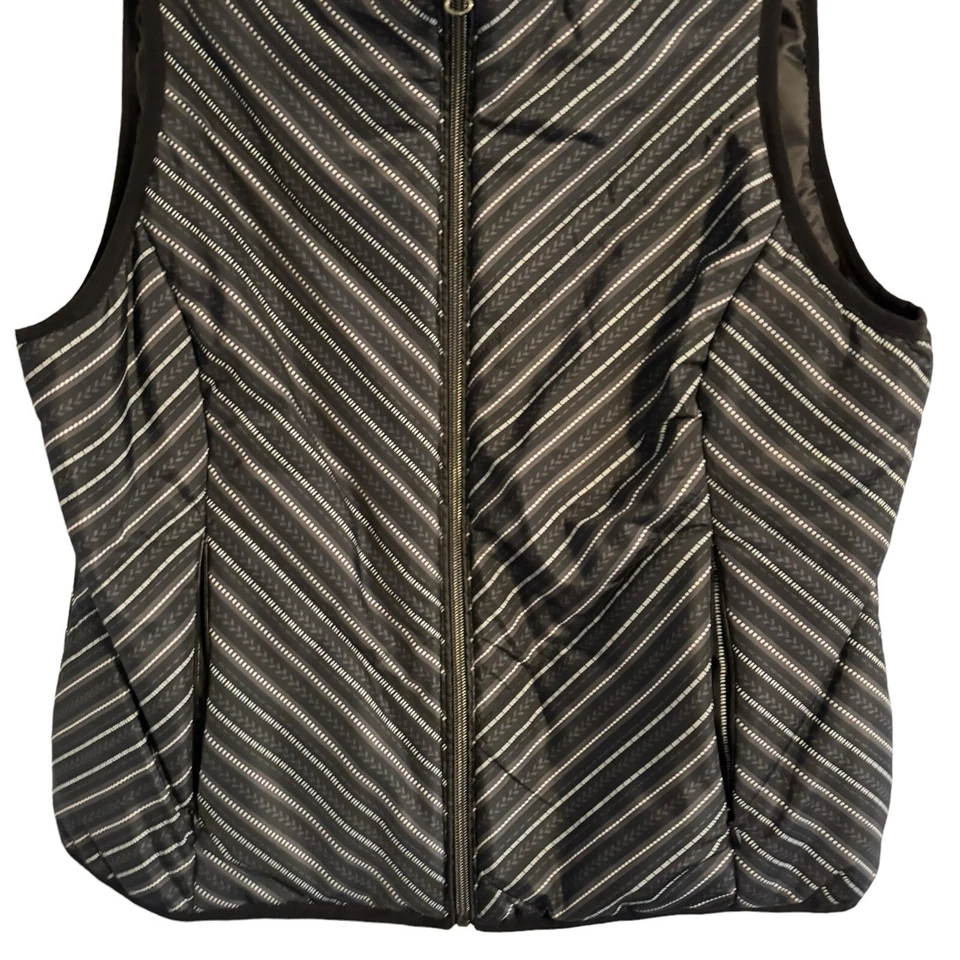 Christopher & Banks Vest Size Large Black Multi Semmipuff Front Zip Vest - Image 3 of 4