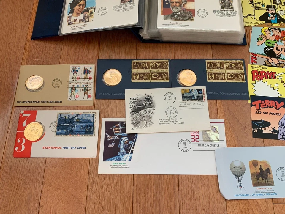 US FLEETWOOD FDC FIRST DAY COVERS 1995 LOT OF 115 Civil War Comic Postcards Pres - Image 3 of 4