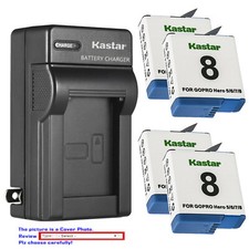 Kastar Battery AC Wall Charger for GoPro AHDBT-801 Hero 8 GoPro Hero8 HD Silver