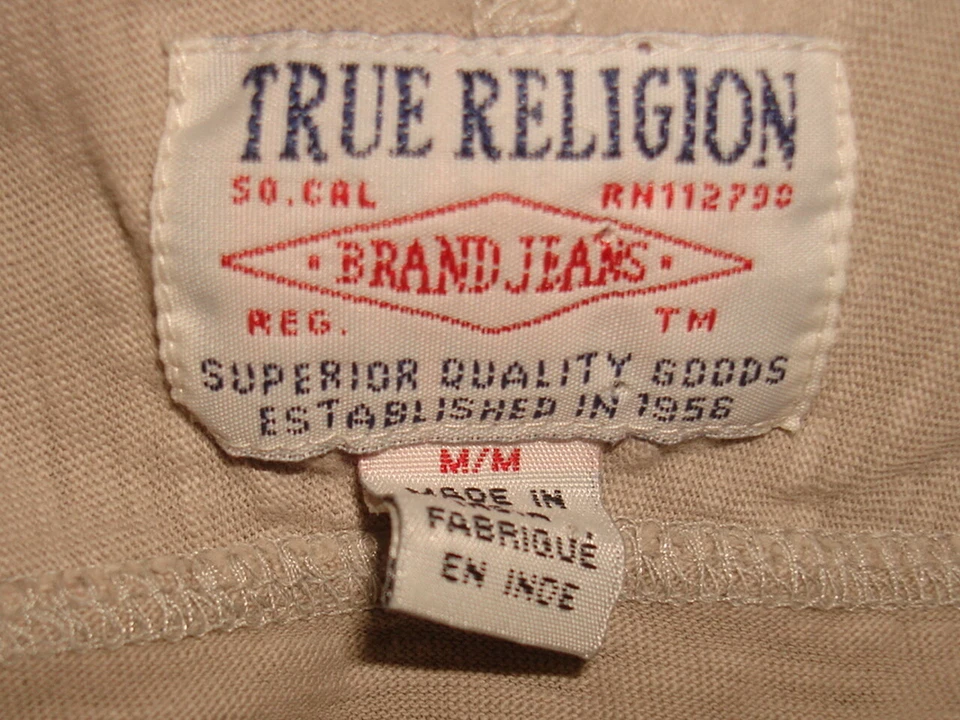 TRUE RELIGION BEIGE LT.WGT 100% ALGODÓN L/S CON BOLSILLO CANGURO SUDADERA CON CAPUCHA TALLA M  Foto 4 de 4