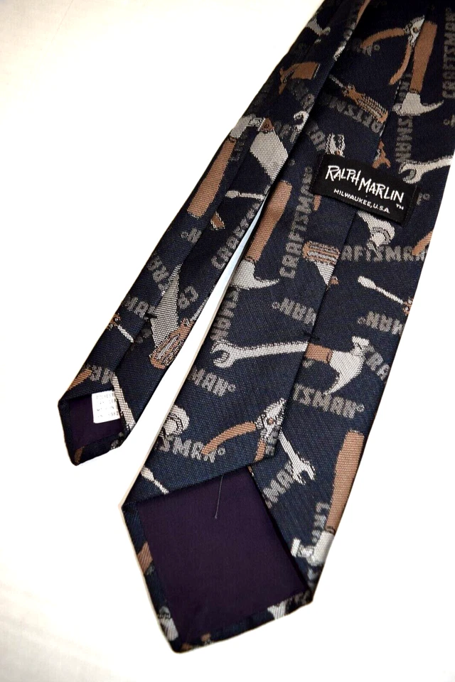 Corbata para el cuello de colección Ralph Marlin años 80 herramientas artesanales corbata de polietileno 56" x 3,5" Milwaukee EE. UU. Foto 4 de 4