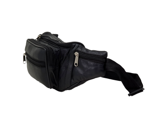 Genuine Soft Black Leather Quality Waist bag Bum Bag Travel pouch pack #1006 - Picture 6 of 9