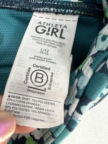 Athleta Girl Size Large 12 Floral Print Green & Blue Swing Skort - Picture 3 of 8