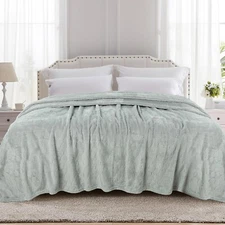 Soft Textured Heavy Throw Blanket 90x90in Queen Size Luxury Sofa Bed Duvet Gray