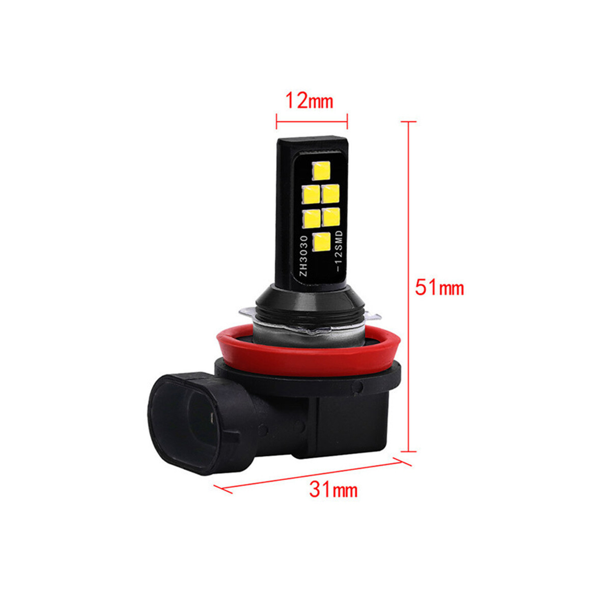 SOCALLED 2x H11 Fog Light Bulb 15W High Bright Upgraded 3030 SMD