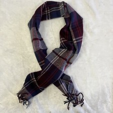 Vintage Cashmere 100 Acrylic Blue Red Plaid Scarf 54  EVC