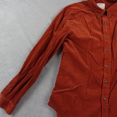 Life After Denim Button Up Shirt Mens M Orange Corduroy Textured Autumn - Picture 5 of 18
