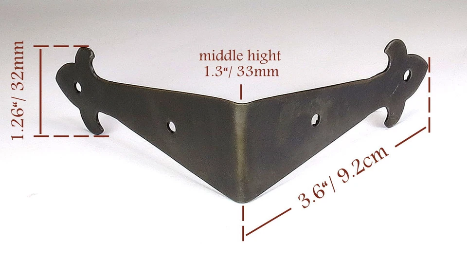 4 soportes de esquina decorativos mesa pequeña soportes de ángulo de hierro gabinete placas de metal maletero Foto 3 de 4