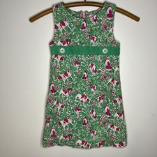 Vintage LILLY PULITZER Green FINISHING SCHOOL DOGS CORDUROY Girls Shift Dress
