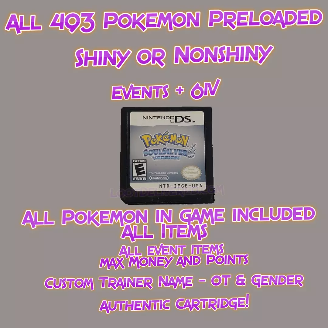 NDS - Pokemon Soul Silver - National Pokedex Complete - All 493 Pokemon in  PC + Spare Legendaries 