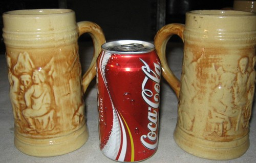 ANTIQUE HULL COUNTRY BAR BEER HOME ART STONEWARE POTTERY PITCHER MUG STEIN SET - Picture 7 of 8