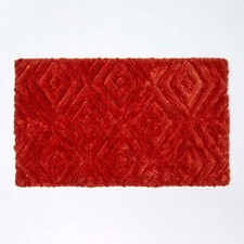 Super Absorbent Thick Pile Ikat Geometric Bath Mat & Non Slip Latex Backing