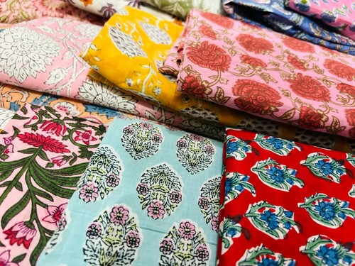 100Pcs Floral Printed Blue Fabric Sewing Craft Remnants Fabric Cotton Scraps - Picture 8 of 16
