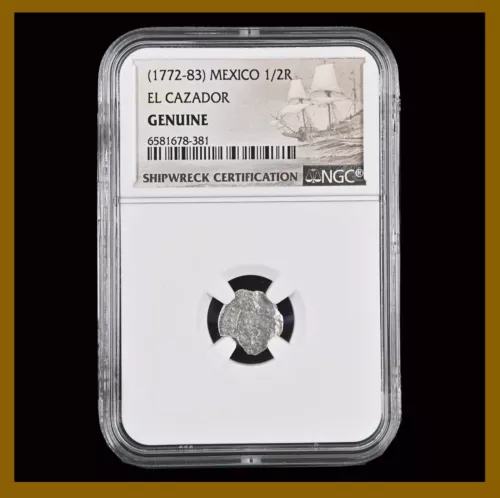 Mexico 1/2 Real Silver Coin, 1772-1783 El Cazador Shipwreck NGC 6581678-381