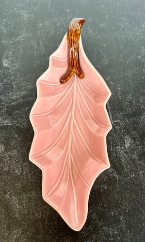RARE Miramar of California Pottery Pink Candy Serving Dish Branch Handle - Picture 3 of 11