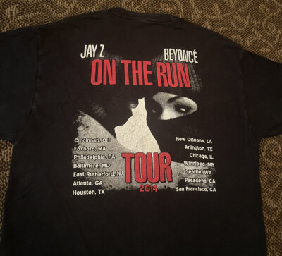 Jay Z Beyonce On The Run Tour 2014 Double Sided T-Shirt Size