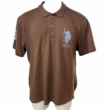 US Polo Assn Shirt Men’s XXL Big Logo Polo Shirt Short Sleeve Brown #3 (523)