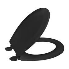 Beveled Standard Round Toilet Seat in Black for Bathroom
