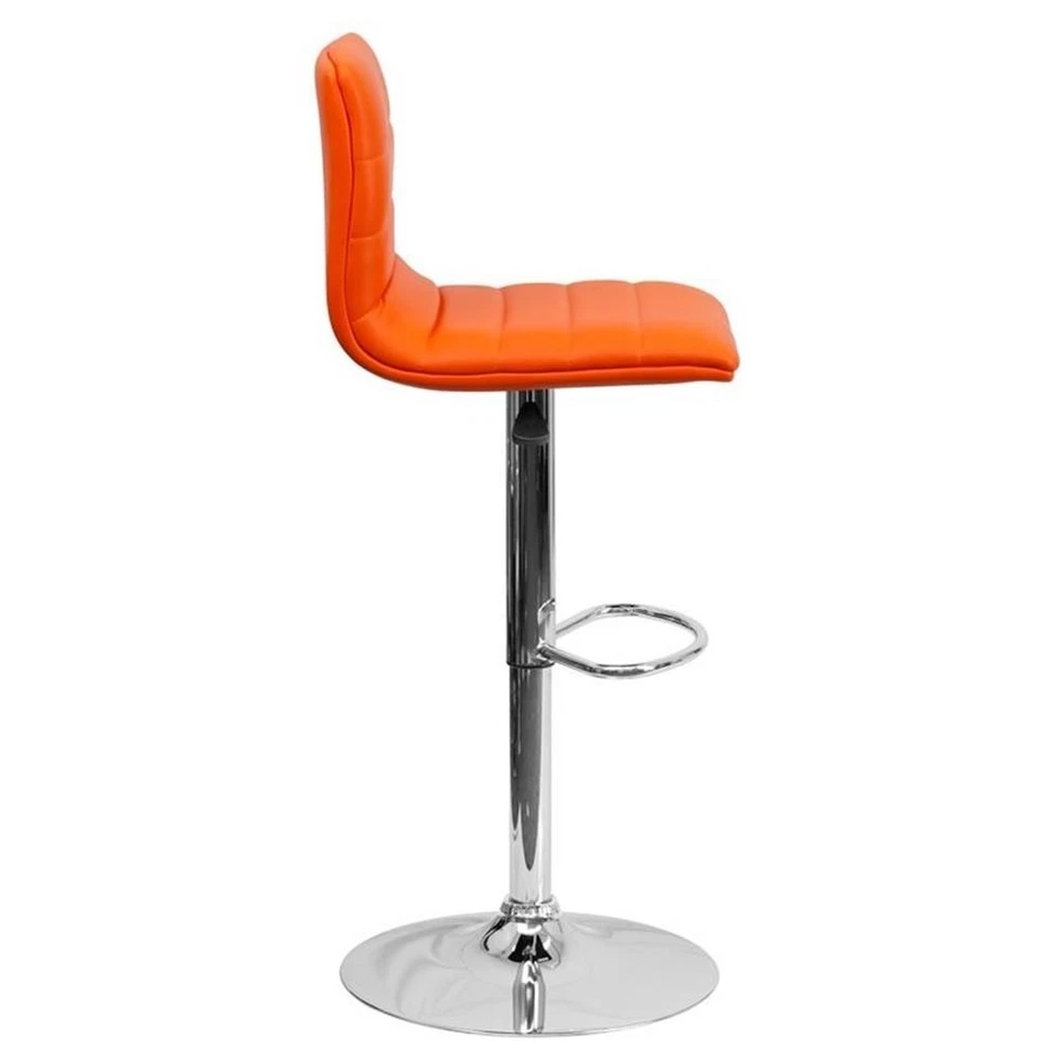 Taburete de bar a rayas Flash Furniture de 25" a 33" en naranja con base cromada Foto 4 de 4